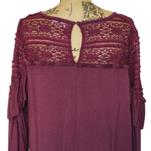 Melrose and Market Lace and Ruffle Bodice Long Sleeve Jersey Sweatshirt Top Sz L - Picture 7 of 9